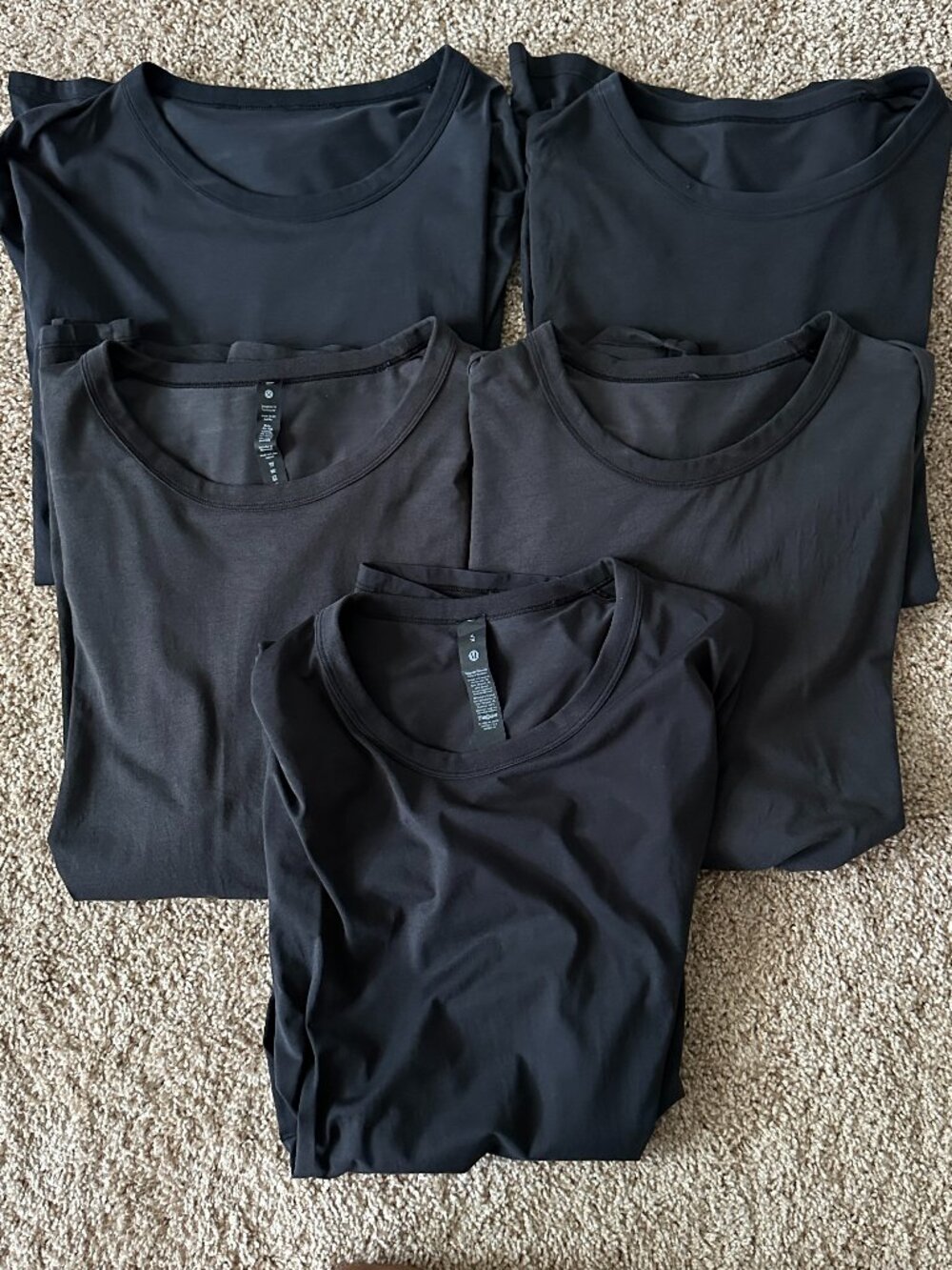 5 x Lululemon Fundamental T-Shirt - Black - XL